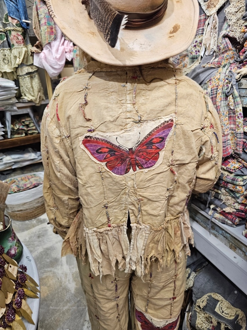 0158 A Rare Bird Butterfly Floral Distressed Lightweight Jacket - Picture 3 of 4